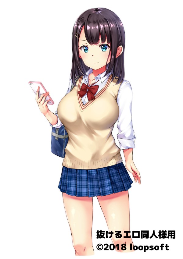 歩きスマホするJKのイラスト